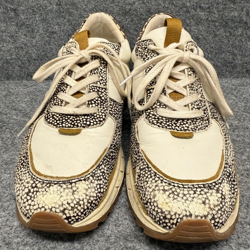 Madewell Women's Kickoff Trainer Sneakers in Neutral Colorblock‎ Leather. Size 9